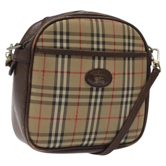 Burberrys Nova Check Shoulder Bag Canvas Beige Gold Auth BA1424 - Picture 1 of 16